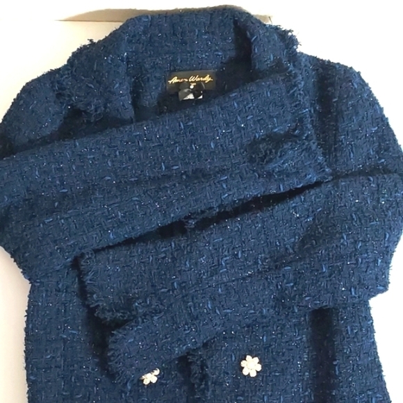 NWOT Amen Wardy Tweed Blazer Jacket Blue Size FR36 - Picture 10 of 16